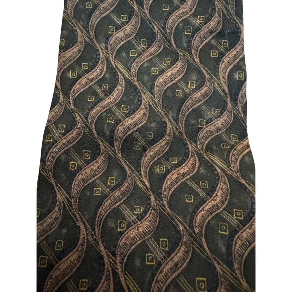 Vintage Natural Exchange by Alexander Lloyd Men’s Silk Necktie Brown Geometric